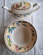 Engelse schaal theepot Jonhson Bros blauwe roze bloemen, Antiek en Kunst, Antiek | Servies los, Ophalen of Verzenden