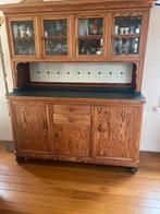 Antiek Amerikaans grenen buffetkast met tegeltjes en glas, Ophalen