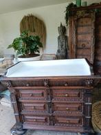 Antieke baby commode marmer eiken robuust kast rustiek laden, 50 tot 70 cm, Ophalen of Verzenden, 90 tot 105 cm, 100 cm of meer