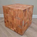 Houten bijzettafel voetenbankje kubus 40x40x40 cm, Ophalen, Gebruikt