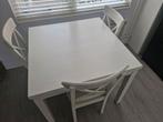 Ikea Bjursta uitschuifbare tafel + 3 Ingolf stoelen, Ophalen, Gebruikt, 100 tot 150 cm, 50 tot 100 cm