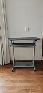 Computertafel zilverkleurig met antracietkleurige bladen, Ophalen, Gebruikt, Metaal, 40 tot 80 cm