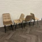 4 Fluwelen Eetkamerstoelen, Huis en Inrichting, Stoelen, Overige kleuren, Stof, Ophalen of Verzenden, Zo goed als nieuw