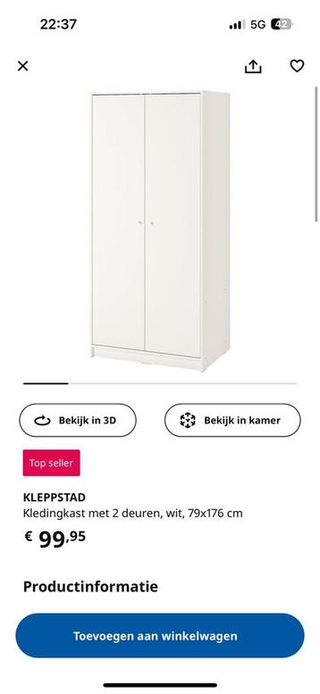 Ikea kleppstad kast wit