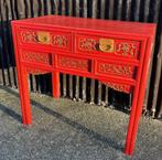 Chinees rode sidetable chinese houtsnijwerk met goud, Verburgt Vintage, Gebruikt, 50 tot 100 cm, Chinees oosters aziatisch Chinese orientaal