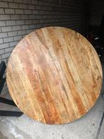 Ronde eiken tafel 150cm met kruispoot, Gebruikt, Ophalen of Verzenden