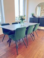 Eettafel betonblok 180cm met mooie X poten, Ophalen, Gebruikt, 50 tot 100 cm, Vijf personen of meer