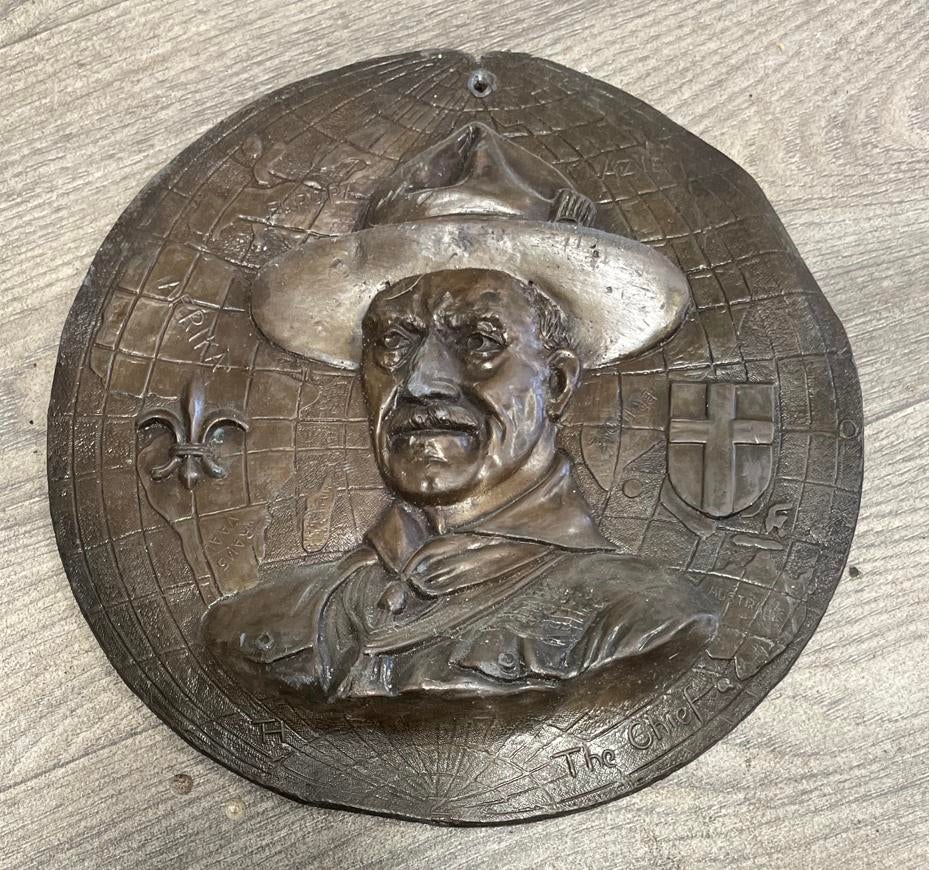 Koperen Plaquette 'The Chief' - Scouting Herdenkingsstuk, Antiek en Kunst, Ophalen