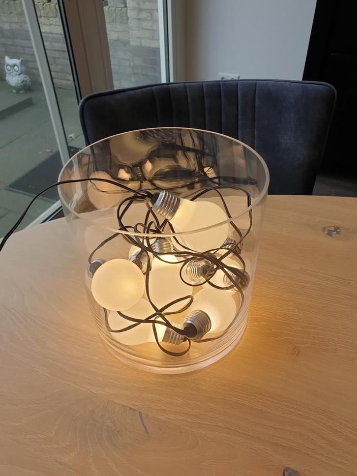Sfeervolle glazen vaas met Ledlampen lichtsnoer, Huis en Inrichting, Woonaccessoires | Vazen, Zo goed als nieuw, Overige kleuren