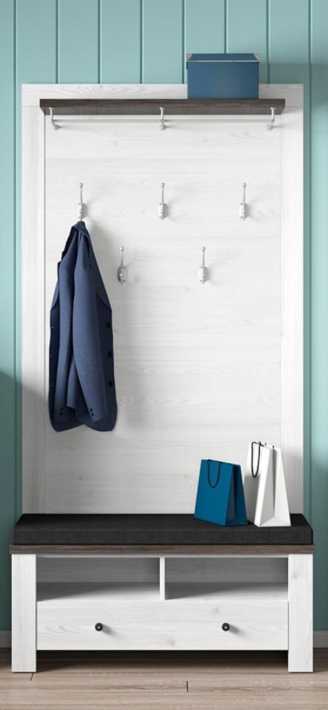 Wit eiken Maison kapstok met schoenenkast + kussen NIEUW, Huis en Inrichting, Kasten | Schoenenrekken, Nieuw, Ophalen of Verzenden