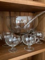 Vintage Bowl set, schaal , 6 glazen en lepel van glas., Ophalen of Verzenden, Zo goed als nieuw