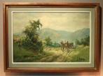 Mooi landschap in olieverf op paneel, Antiek en Kunst, Kunst | Schilderijen | Klassiek, Ophalen of Verzenden
