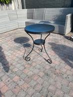 Zwart metalen bijzettafel, Tuin en Terras, Tuintafels, Ophalen, Zo goed als nieuw, Rond, Metaal