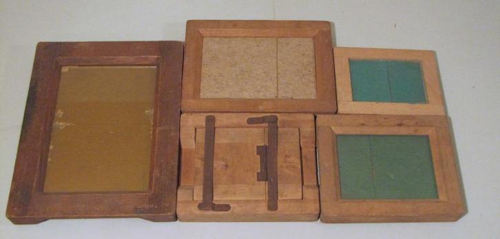 (Glas)plaatnegatieven en houten frames voor afdruk, Verzamelen, Fotografica en Filmapparatuur, Overige typen, Voor 1940, Ophalen of Verzenden