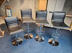 4 zwarte barkrukken, draaibaar, in hoogte verstelbaar, Huis en Inrichting, Barkrukken, Ophalen, Gebruikt, In hoogte verstelbaar