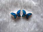 Mooie kleine Zilveren Oorstekers met blauw opaal - Vlinders, Sieraden, Tassen en Uiterlijk, Antieke sieraden, Verzenden, Zilver