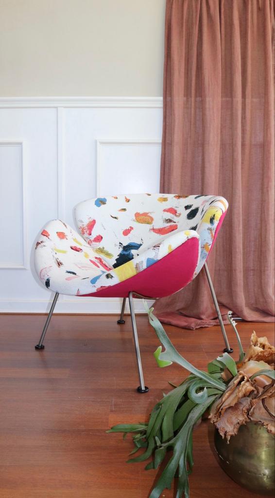 Artifort Orange Slice - Pierre Paulin - Uniek Nikkel Onderst, Huis en Inrichting, Fauteuils, Zo goed als nieuw, Metaal, Stof, 75 tot 100 cm