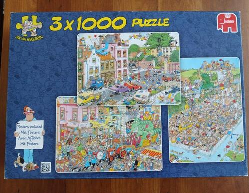 Jan van Haasteren 3x1000, Hobby en Vrije tijd, Denksport en Puzzels, Zo goed als nieuw, Legpuzzel, 500 t/m 1500 stukjes, Ophalen of Verzenden