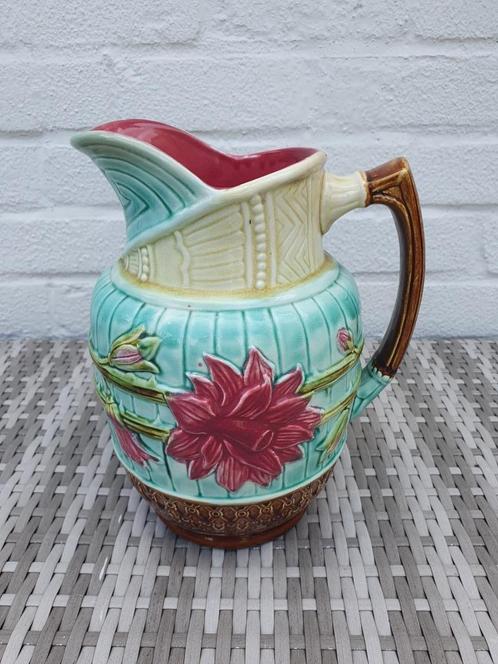 Antieke Mouzin - Lecat majolica kan - ca 1900 - Goede staat, Antiek en Kunst, Antiek | Keramiek en Aardewerk, Ophalen of Verzenden