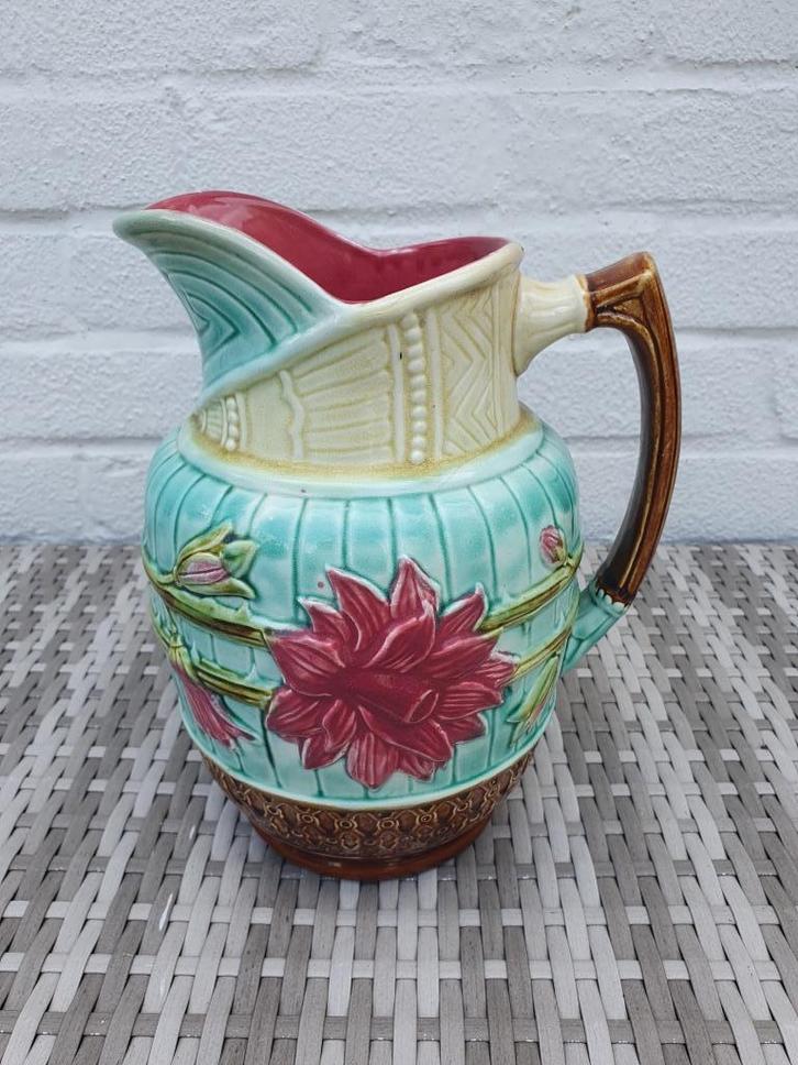 Antieke Mouzin - Lecat majolica kan - ca 1900 - Goede staat, Antiek en Kunst, Antiek | Keramiek en Aardewerk, Ophalen of Verzenden