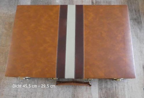 Backgammon mooie grote luxe bruine Koffer. (3), Hobby en Vrije tijd, Gezelschapsspellen | Bordspellen, Zo goed als nieuw, Een of twee spelers