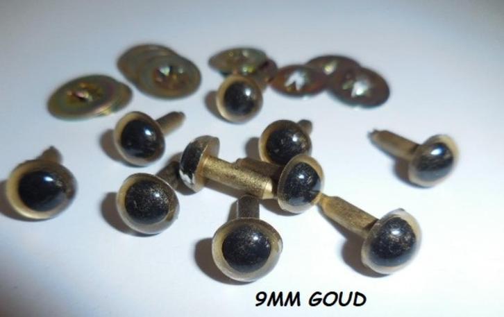 x4 Nieuw Veiligheidsoogjes Goudbruin 9mm, Hobby en Vrije tijd, Breien en Haken, Nieuw, Breien of Haken, Overige typen, Ophalen of Verzenden