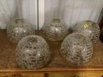 5 prachtige vintage glazen lampenkappen, Huis en Inrichting, Lampen | Lampenkappen, Ophalen of Verzenden, Zo goed als nieuw, Rond