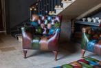 DALLAS PATCHWORK / MULTICOLOR CHESTERFIELD ANTIEK LEER, Nieuw, 75 tot 100 cm, Ophalen of Verzenden, Leer