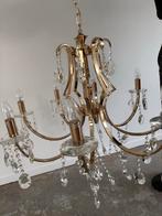 Gouden Kroonluchter met Kristallen, Ophalen, Zo goed als nieuw, Metaal