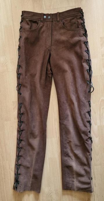 Motorbroek/westernbroek met veters, Bruin leer, mt 36-Nieuw beschikbaar voor biedingen