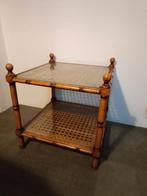 Bamboe bijzettafeltje  met glas, Overige materialen, Minder dan 55 cm, Vierkant, Zo goed als nieuw