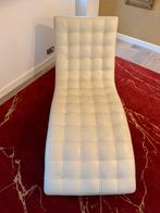Retro Chaise Longue van Wit/Crème Leer, Huis en Inrichting, Banken | Sofa's en Chaises Longues, Ophalen, Gebruikt, Eenpersoons