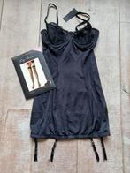 Corselet, bustier met charratelles en kousen, NIEUW, Ophalen of Verzenden, Zwart, Body of Korset