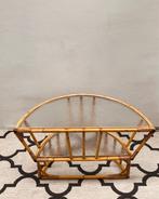 VINTAGE ROHE SIDETABLE SALONTAFEL GEWOLKT GLAS BAMBOE ROTAN, Ophalen, Huis en Inrichting