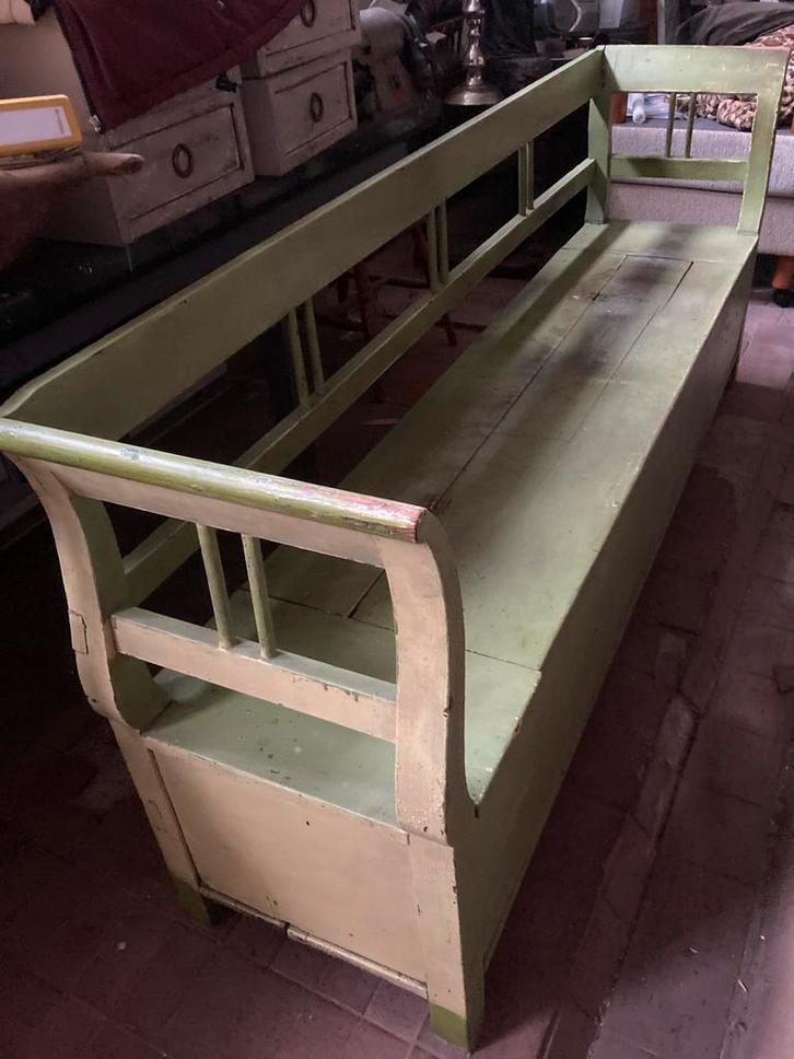 Authentieke Oude Schoolbank 2 mx50 cm diep 86 h, Antiek en Kunst, Antiek | Meubels | Stoelen en Banken, Ophalen of Verzenden