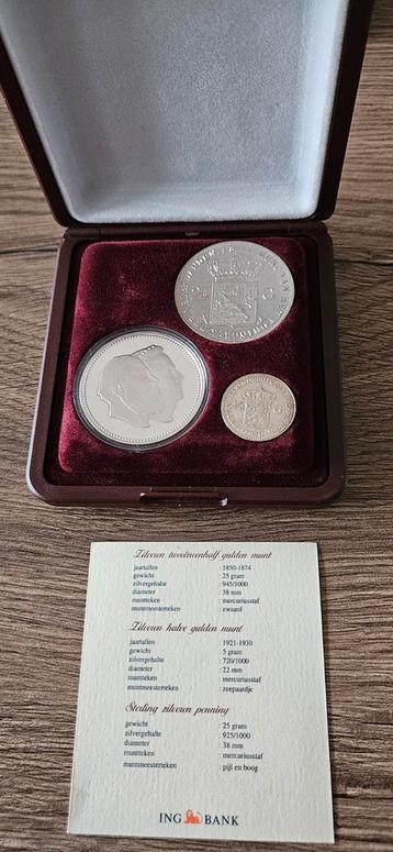 Zilverset Willem 3x wilhelmina in orginele doosje ING BANK  beschikbaar voor biedingen