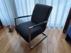 Luxe fauteuil, modern, grijze stof en metalen frame, Modern, Metaal, 75 tot 100 cm, Zo goed als nieuw