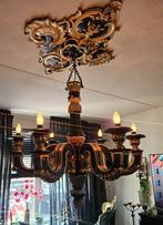 Grote hanglamp ,zwart goud, Ophalen of Verzenden, Hout, 75 cm of meer