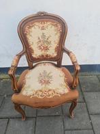 Vintage geborduurd fauteuil zie foto's, Antiek en Kunst, Antiek | Meubels | Stoelen en Banken, Ophalen of Verzenden