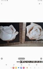 2 Prachtige schilderijen met witte rozen, Schilderij, Zo goed als nieuw, Ophalen, 75 cm of meer
