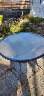 Metalen tuintafel met glazen blad, Ophalen, Gebruikt, Rond, Metaal