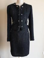 Couture-chique chanelstijl bouclépak in zwarte kleur, Kostuum of Pak, Verzenden, Zwart, Nieuw