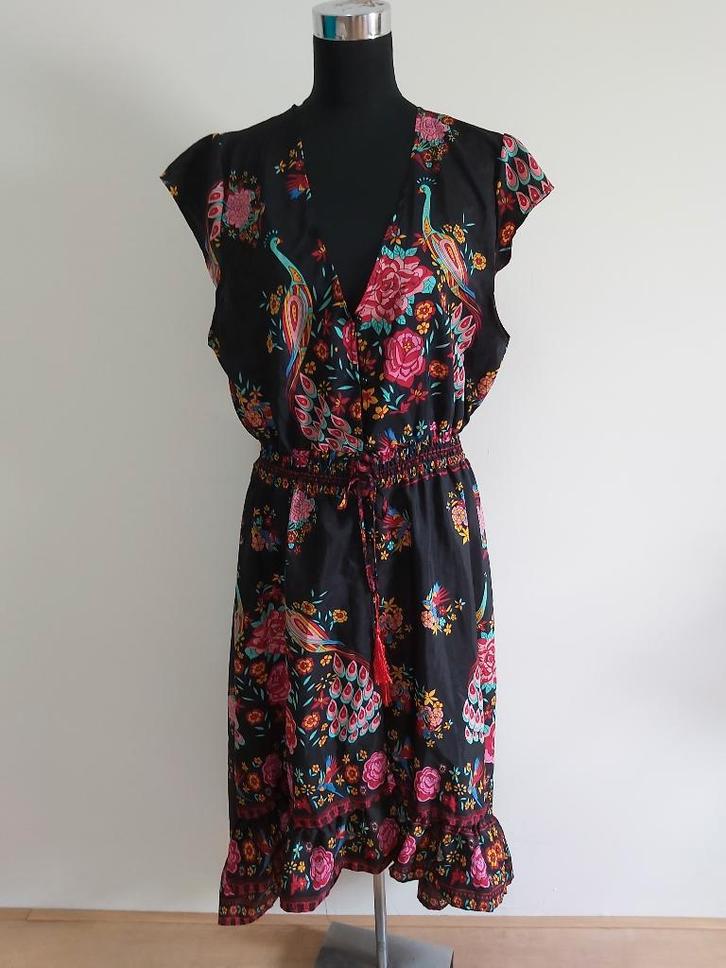 J82 - Lange fleurige Gipsy Ibiza jurk maat 40-42 (1), Kleding | Dames, Jurken, Zo goed als nieuw, Maat 38/40 (M), Onder de knie