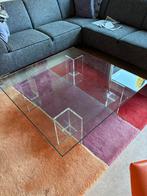 Prachtige zware kwaliteit glazen salontafel 110 x 110 cm, Huis en Inrichting, Ophalen, Gebruikt, Vierkant, Glas