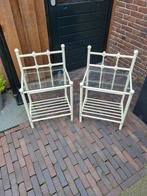 2 nachtkastjes met glasplaat, Huis en Inrichting, Slaapkamer | Nachtkastjes, Gebruikt, Minder dan 45 cm, Ophalen of Verzenden