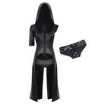 Zwarte jurk met capuchon / sexy pakje jas gothic leren, Verzenden, Nieuw, Zwart