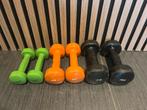 Rubberen dumbells 1-2-3 kg dumbbells set gewichten, Dumbbell, Gebruikt, Gewichten, Ophalen of Verzenden