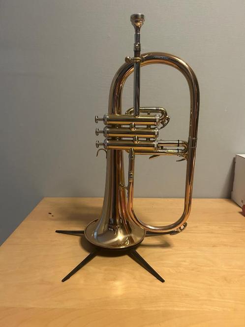 Roy Benson bugel / flugelhorn FH302-G, Muziek en Instrumenten, Blaasinstrumenten | Trompetten, Gebruikt, Overige typen, Met koffer