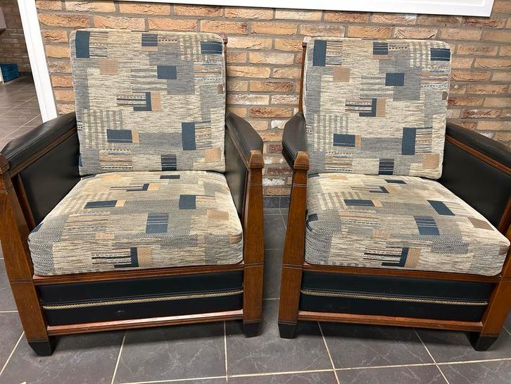 Art Deco Stijl Fauteuils - Nette Staat!, Huis en Inrichting, Fauteuils, Gebruikt, Hout, 50 tot 75 cm, 75 tot 100 cm, Ophalen