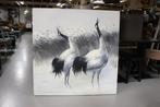 3 x vierkant schilderij Japanse Kraanvogel canvas 120x120, Ophalen, 125 cm of meer, Zo goed als nieuw, Schilderij
